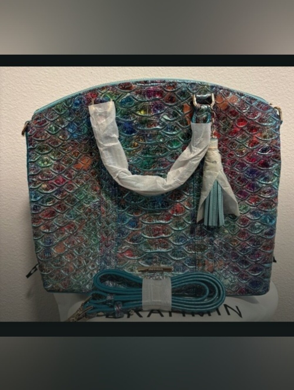 Brahmin-Dome Satchel Crossbody Bag - (Teal - Mermaid 🩵) & Dust Bag